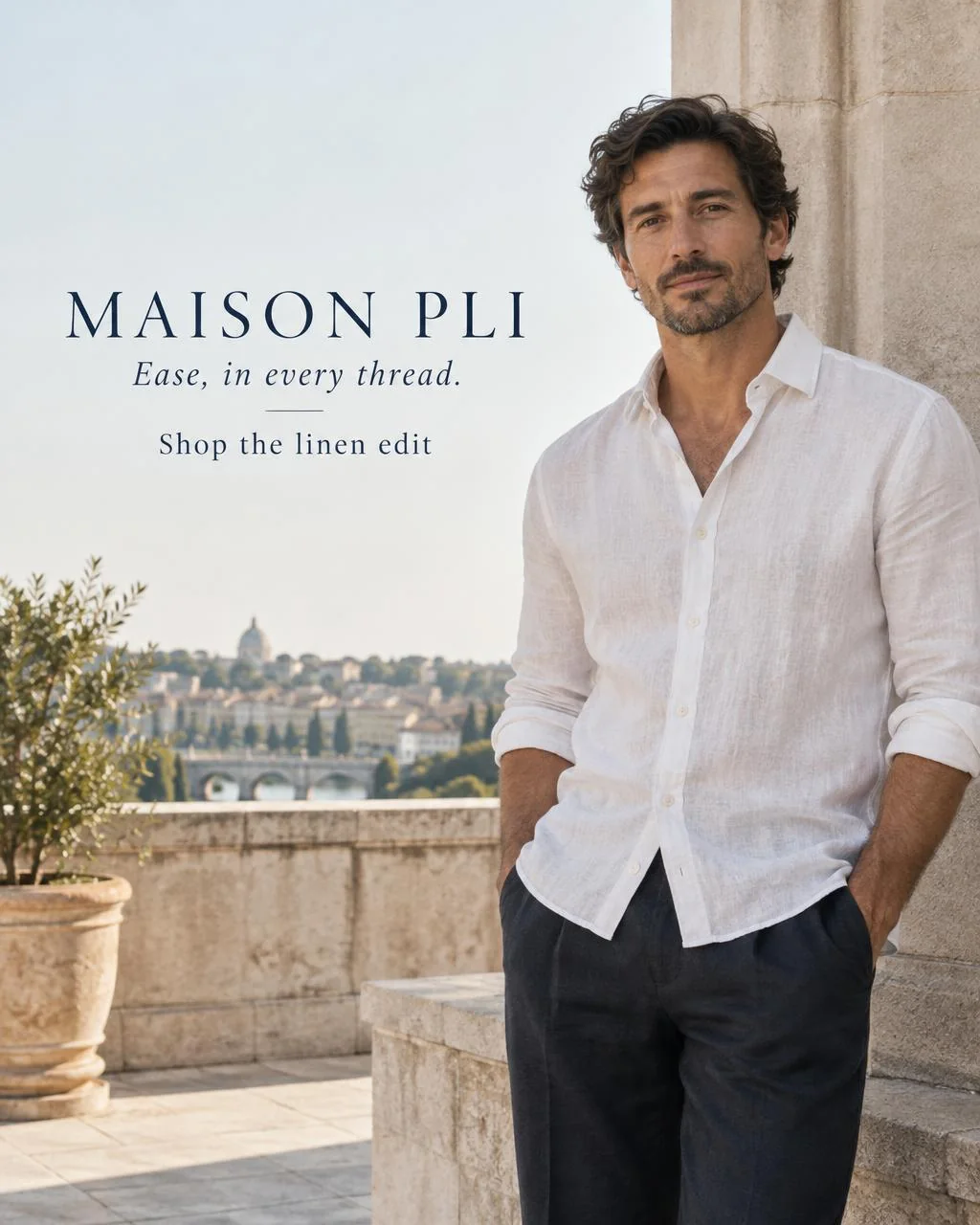 Illustrative lifestyle campaign for fictional MAISON PLI
