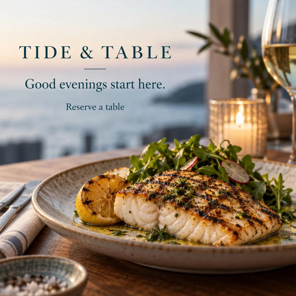 Illustrative dining campaign for fictional TIDE & TABLE
