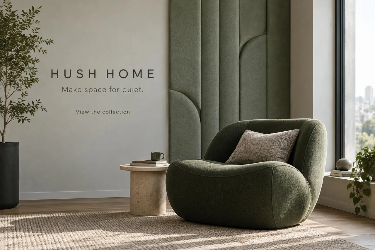 Illustrative collection campaign for fictional HUSH HOME