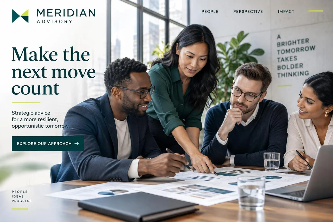Illustrative editorial placement for fictional Meridian Advisory